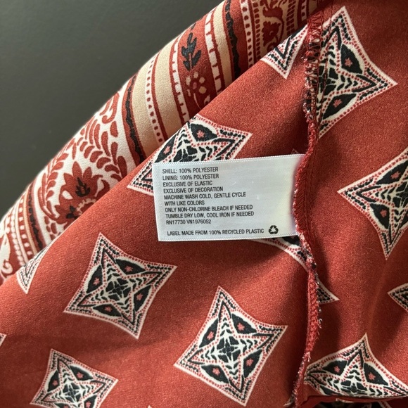 Band of Gypsies Handkerchief Scarf Print Asymmetrical Midi Red Boho Sun Dress - Picture 6 of 8